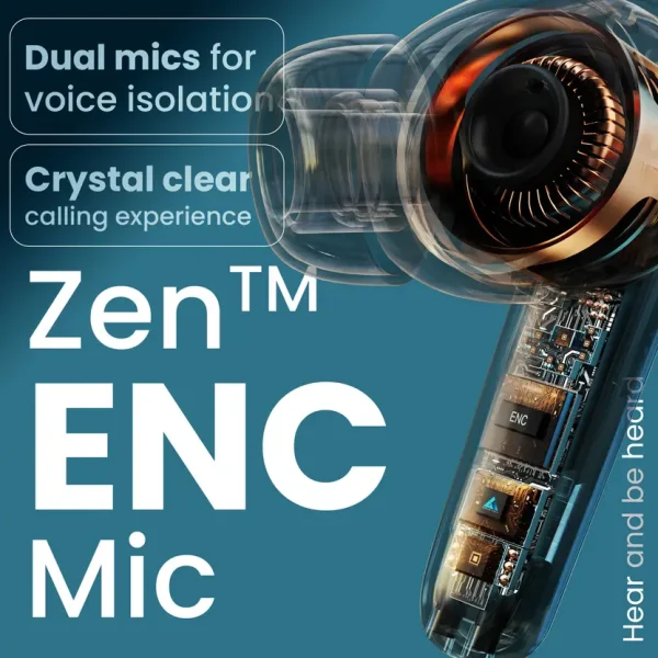 Boult Z40 with Zen ENC Mic, 60H Battery Life, Low Latency Gaming, Made In India, 5.3 Bluetooth Headset (White, In the Ear)